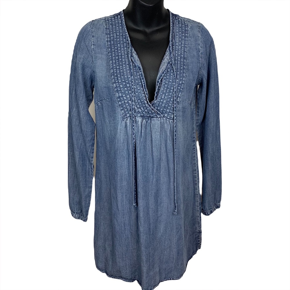 Lovestitch Womens Blue Tercel Split Neck Shift Dress Size S - Picture 2 of 7